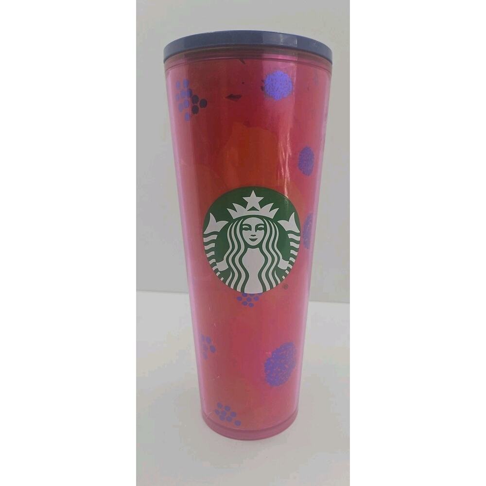 Starbucks Floral Flower Hibiscus Cold Tumbler 24 oz with lid. No straw.